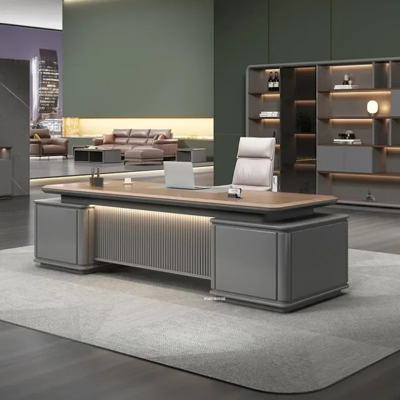 Luxury L-shape Office Furniture Minimalist Boss Desk Executive Desk General Manager Office Computer Desk Table for Boss u