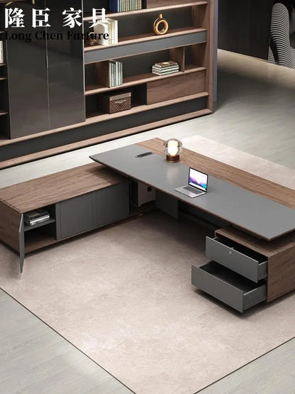 Italian Boss Desk – Simple Modern Design with Light Luxury for Chairman&
