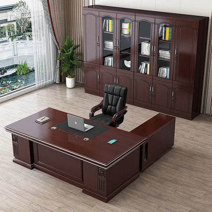 Wooden Retro Office Desk with Storage