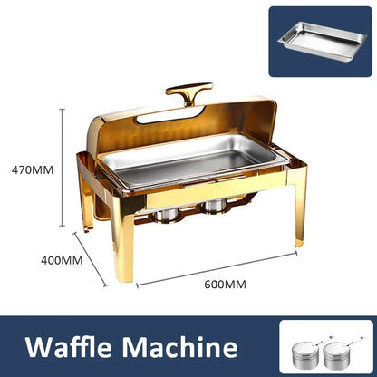 Luxury Stainless Steel Chafing Dishes – Gold Buffet Catering Food Warmer Set.