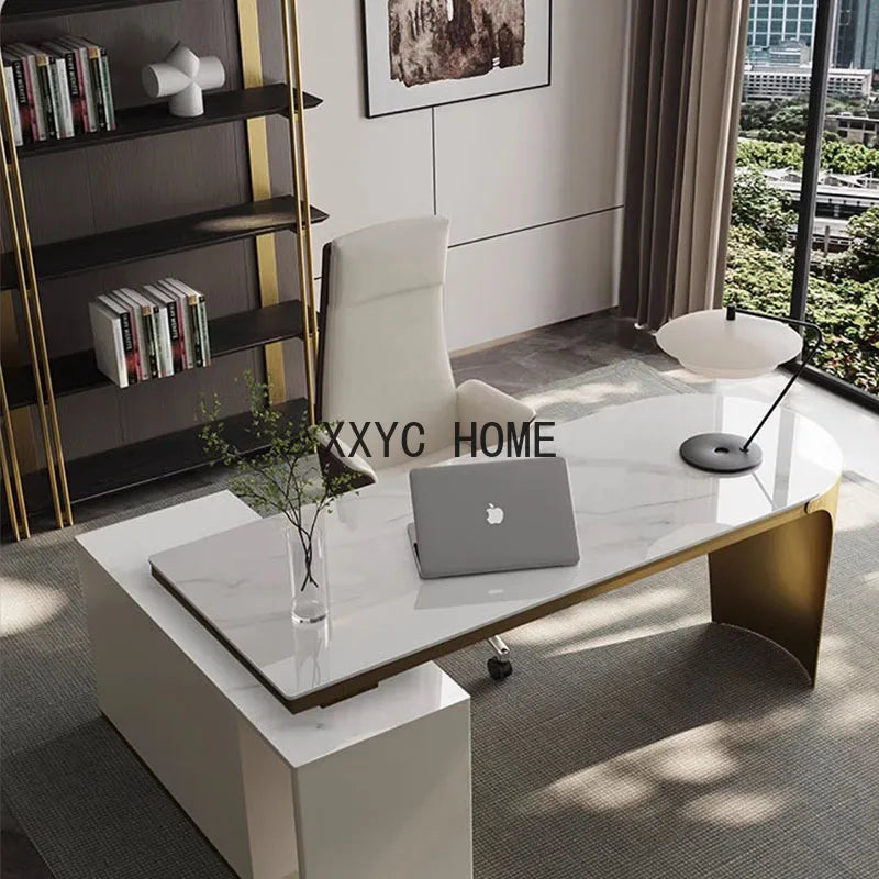 White Rock Board Modern Office Desks Study Corner Computer Writing Luxury Home Computer Desk Chair 책상의자 Office Furniture AA