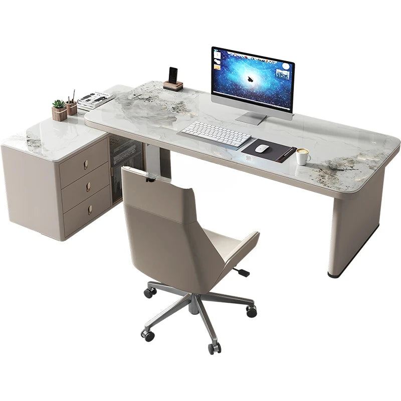 Italian Light Luxury Modern Stone Plate Corner Desk Household Minimalist Desk High-Grade Computer Desk
