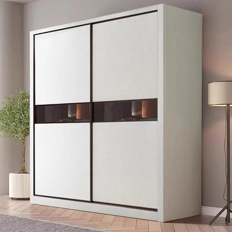 Compact Wooden Armored Closet – Simple Bedroom Wardrobe with Chest Drawers for Storage.