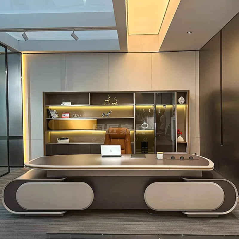 Modern Executive Conference Desk: L-Shaped Wooden Design