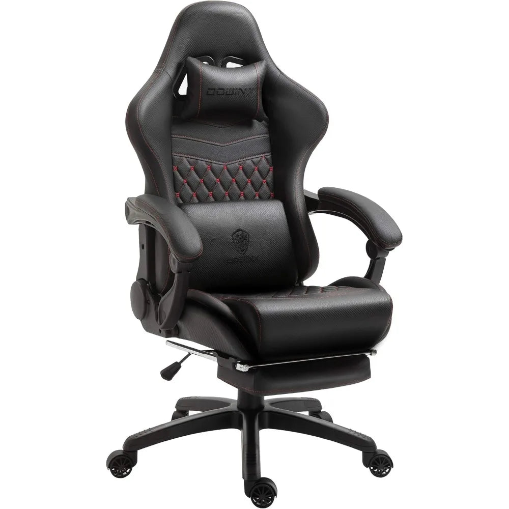 Gaming/Office PC Chair with Massage Lumbar Support, Vintage Style PU Leather High Back Adjustable Swivel Task Chair