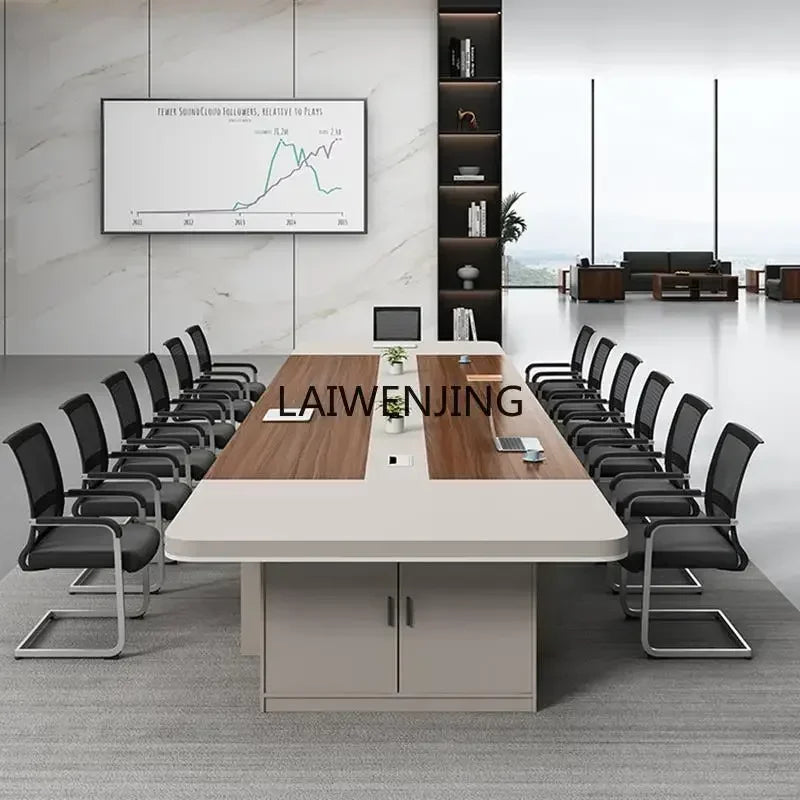 MJY conference simple long furniture large negotiation meeting room table and chair combination light luxury
