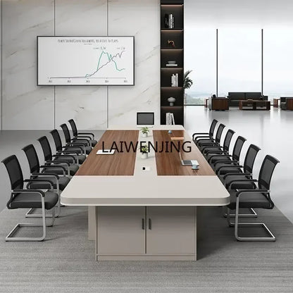 MJY conference simple long furniture large negotiation meeting room table and chair combination light luxury