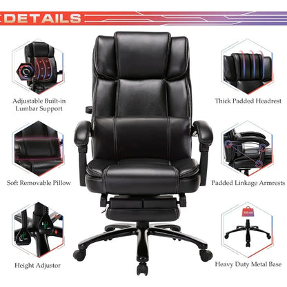 Office Chair, Bonded Leather, Adjustable Tilt Angle, Height Lumbar Support, High Back Home Office Chairs, Executive Task Chair