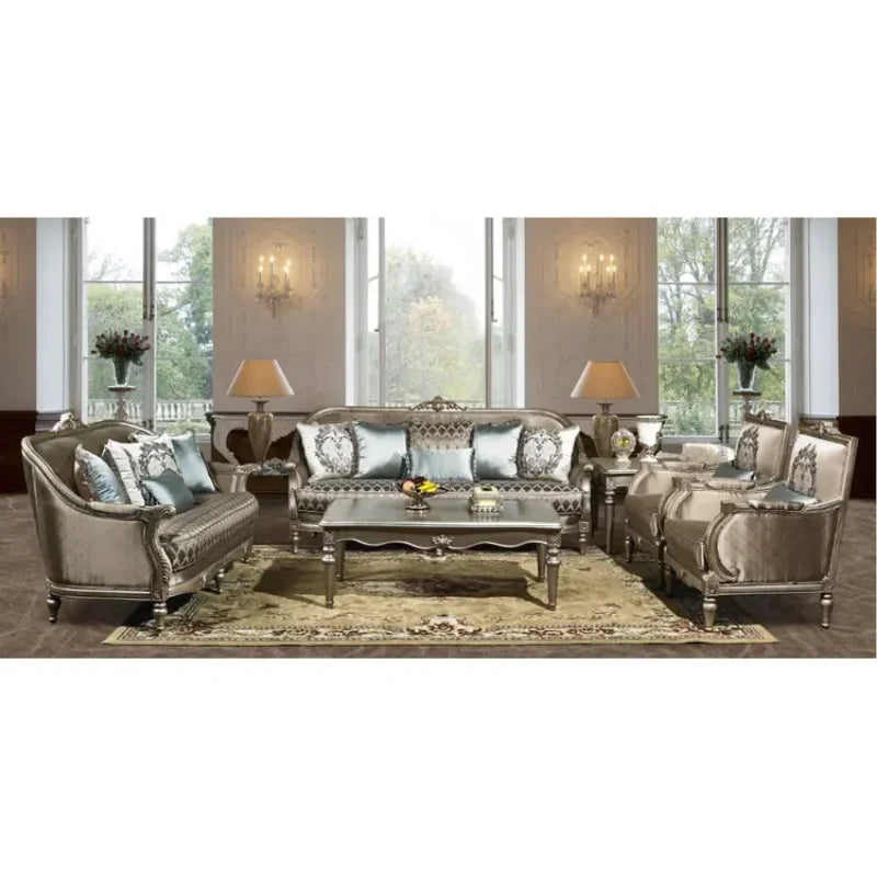 Silver wooden classic sofa set furniture sofa