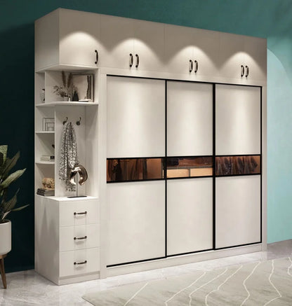 White wardrobe household rent house bedroom modern simple economic sliding door wardrobe