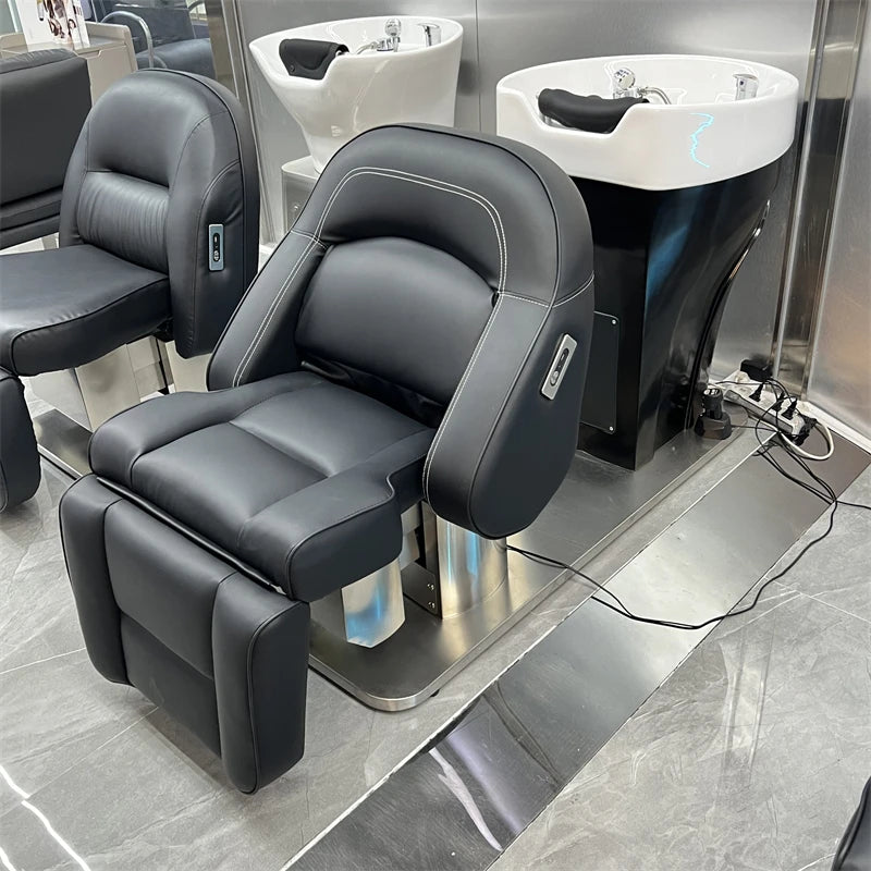 Black Salon Shampoo Chair – Professional Hairdressing Sink, Spa Hairwash Bed for Stylists, Women’s Lit Lavage De Cheveux Spa Furniture