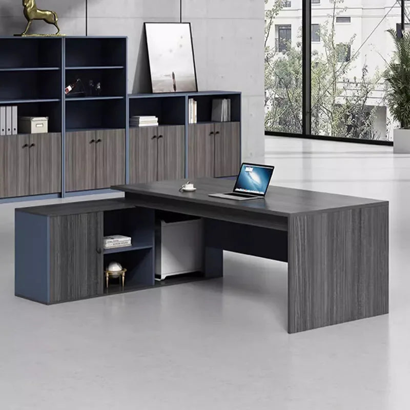Modern Corner Office Desk – Luxury Writing Desk with Drawers