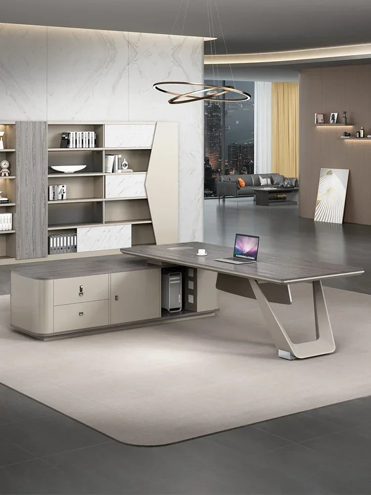 Italian high-grade office table baking varnish large shift office table and chair combination