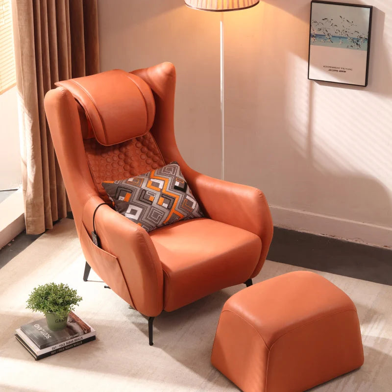 Leather High Back Living Room Chair Makeup Bedroom Comfort Chair Relax Fashion Sofa Individual Fauteuil Salon Computer Armchair