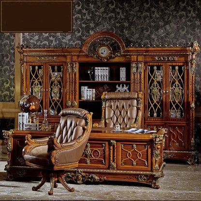 Italian Palace European Solid Wood Desk Villa Luxury French  Furniture Custom Made Table Office Computer
