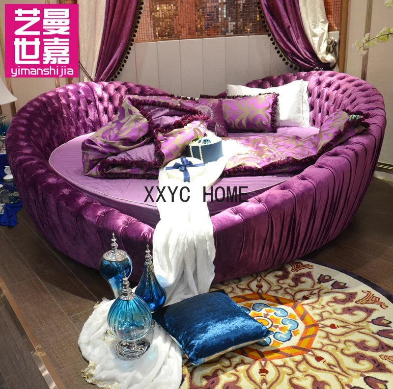 Heart-Shaped Bed Peach Heart Fabric Soft Bed Creative Princess Bed