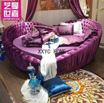 Heart-Shaped Bed Peach Heart Fabric Soft Bed Creative Princess Bed
