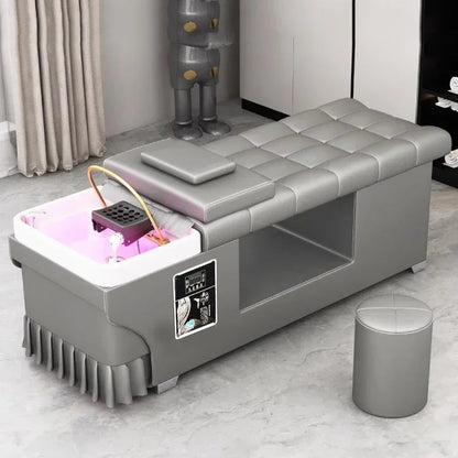 Head Spa Hair Wash Bed Pink Lighting Massage Stylist Comfort Shower Chair Steam Therapy Krzeslo Szampon Salon Equipment