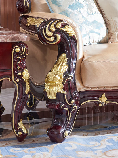 European-style first-floor leather sofa combination simple small living room sofa solid wood sofa