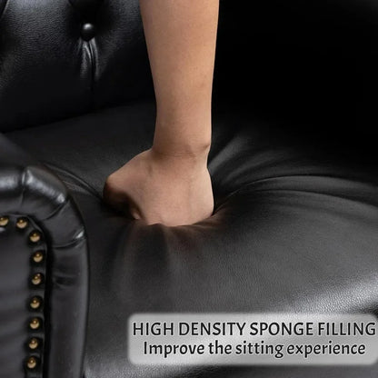 Modern PU Leather Accent Chair, Living Room Single Sofa Chair, Upholstered Arm Chair with Tufted Button Wingback , Silla