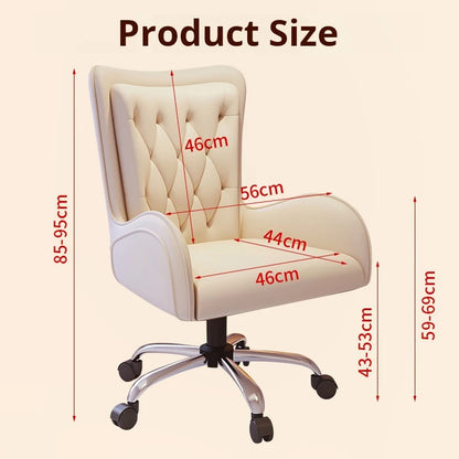 Nordic Luxury Leather Swivel Computer Chair Comfortable Lounge Chair Ergonomic Armchair Living Room Backrest Office Chair