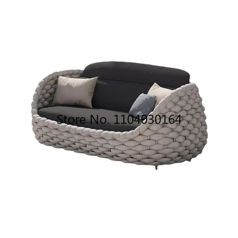 Garden Villa Balcony Rattan Chair Coffee Table Furniture Combination Outdoor Garden Waterproof Sunscreen Rattan Casual Sofa