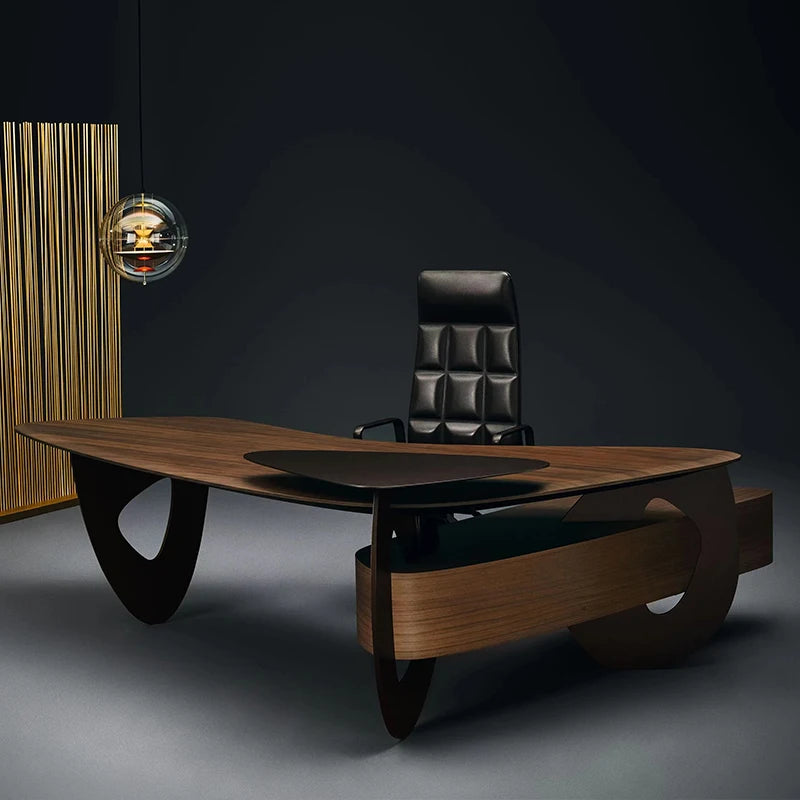 Italian Light Luxury Minimalist Desk – Designer Boss Desk for High-End Offices