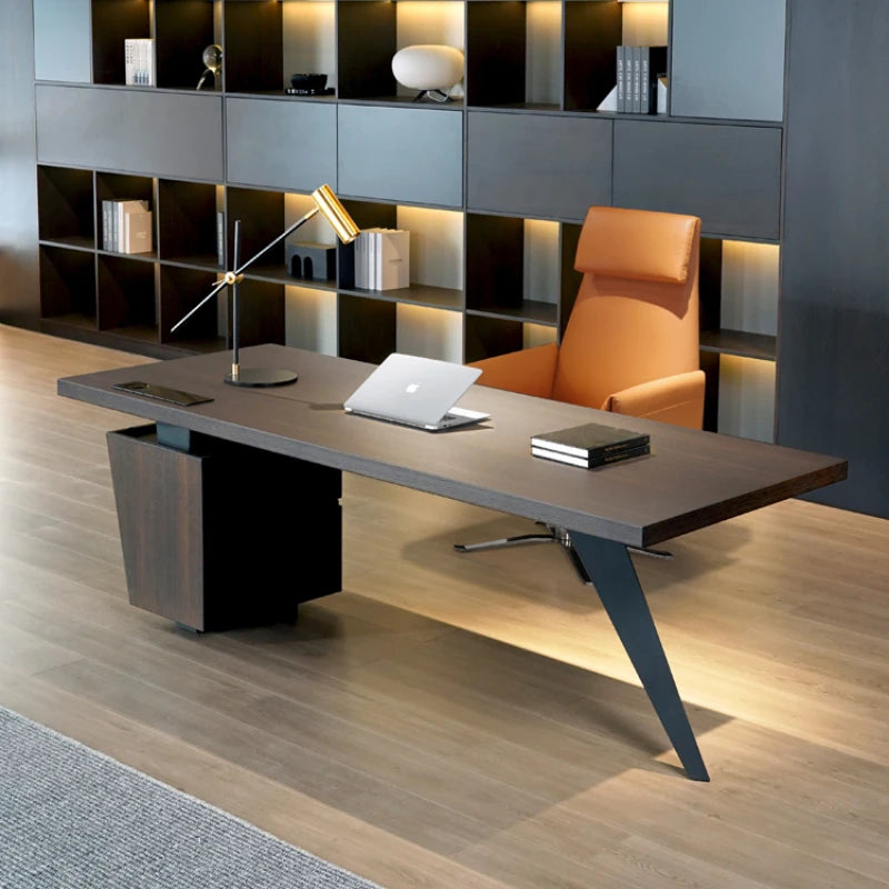 Italian minimalist modern luxury high-end smoked wooden desk desk