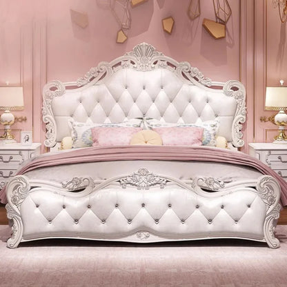 Princess Master Bed Frame Master High End Sleeping Wood Bed Frame Aesthetic White Muebles Para Dormitorio Nordic Furniture
