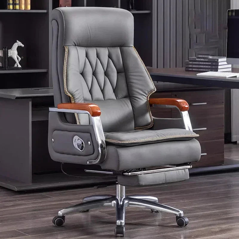 Ergonomic Executive Recliner Chair with Massage Cushion for Office Use.