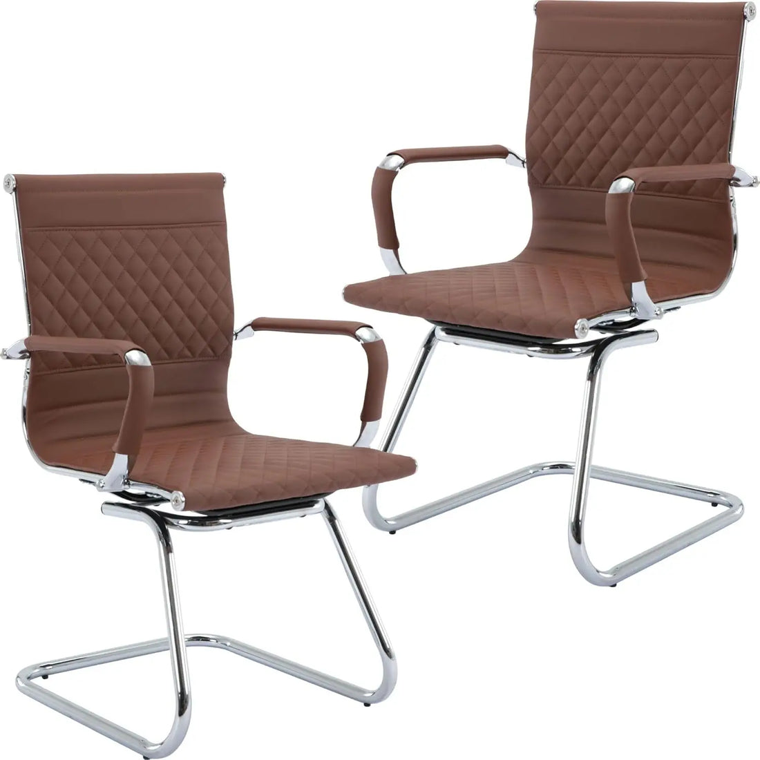 Office Guest Chairs Reception Chairs Waiting Room Chairs Set of 2 Conference Room with Mid Back, Modern PU Leather Desk