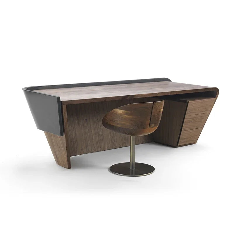 Italian light luxury desk hard leather high-end desk computer desk
