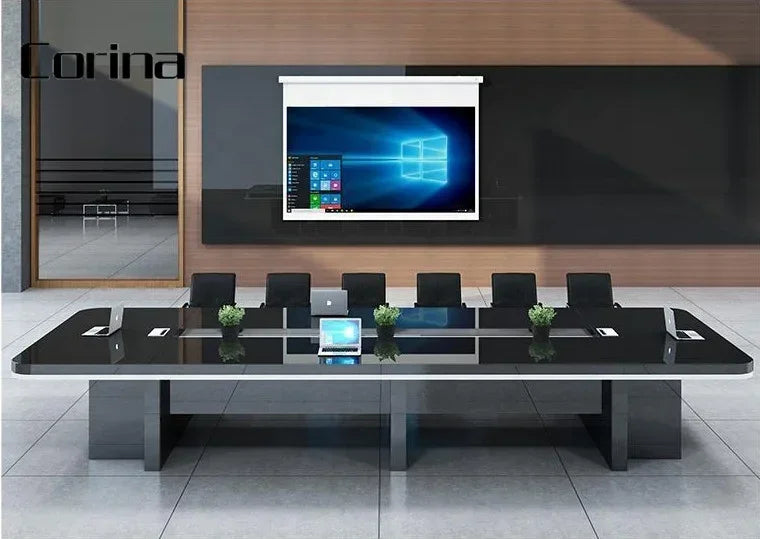 office furniture conference room table and chairs sets modern black glossy luxury conference table