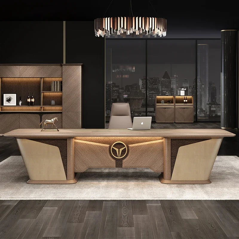 Modern Corner Office Desk with Storage, Luxury Standing Table