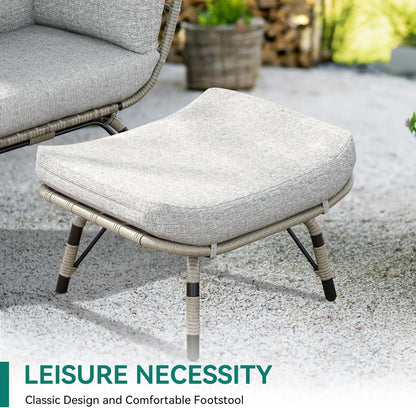 Outdoor Egg Chair with Ottoman  Cushion Rattan  Wicker Chair PE for Patio, Garden, Backyard, Porch