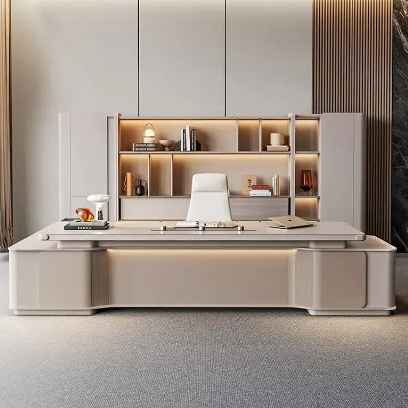High-end boss president office desk modern simple chairman office furniture large class desk desk chair