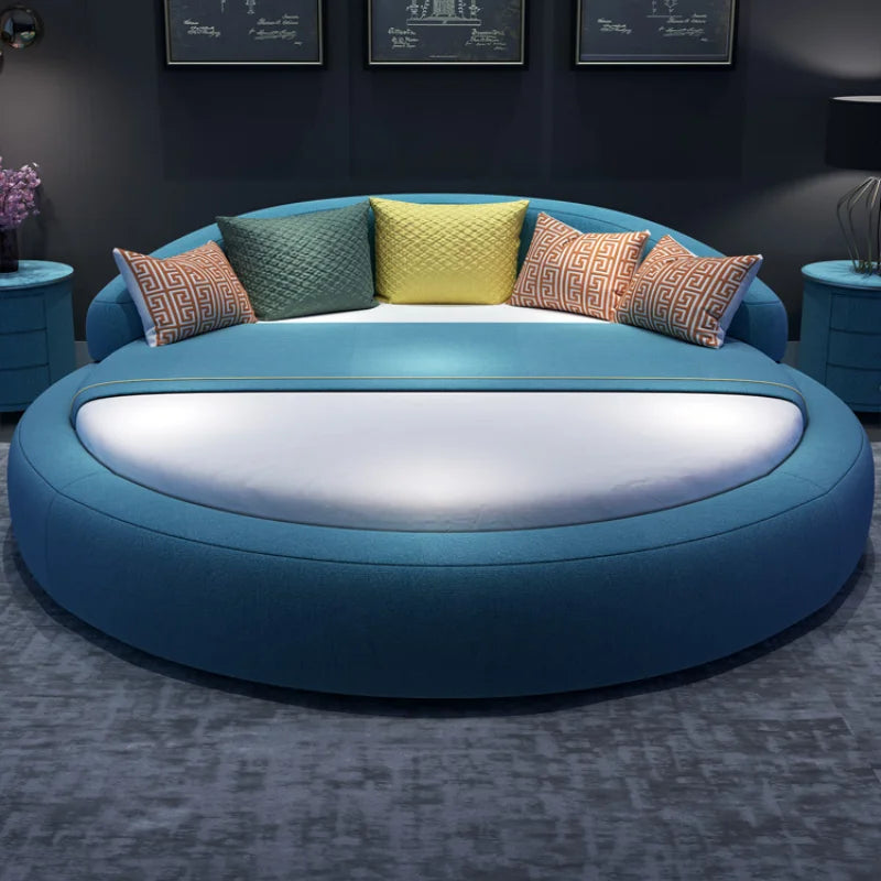 Round Fabric Big Bed Double Simple Princess Designer Bedroom Modern Bed Hotel Wedding Camas Moderrnas Inteligentes Furniture