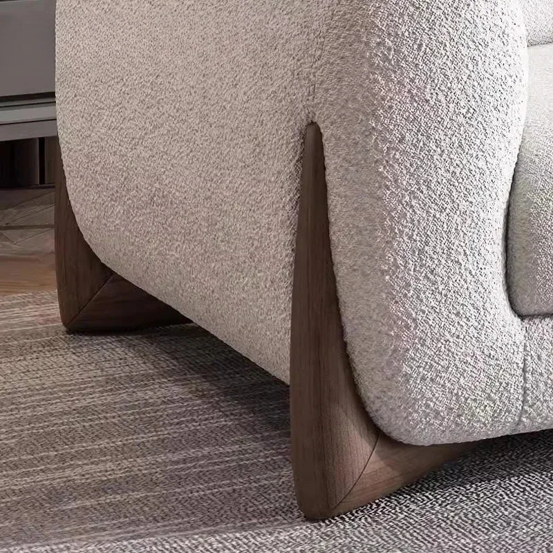 Minimalist Fabric Sofa Italian Small Living Room Modern Lounge Latex Sofa Designer Solid Wood Cream Style Lamb&