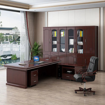Wooden Retro Office Desk with Storage