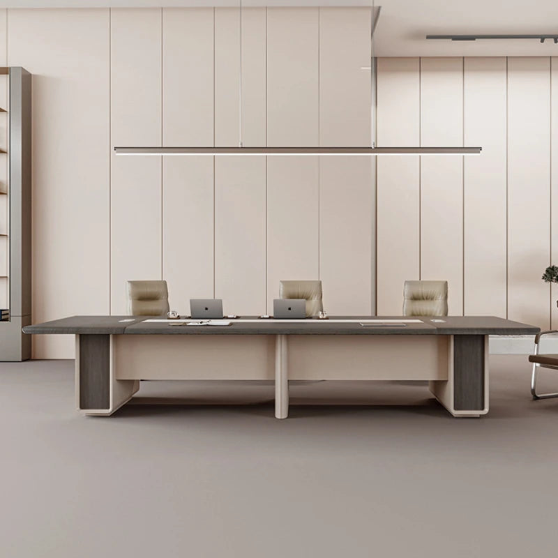 Modern Long Conference Table &amp; Chair Set