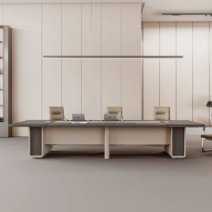 Modern Long Conference Table &amp; Chair Set