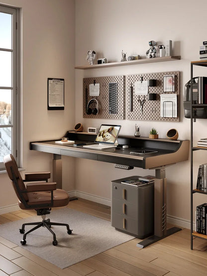 Intelligent Automatic Lifting Desk Italian Minimalist Black Solid Wood Bedroom Computer Desk Office Desk Home Lifting Model