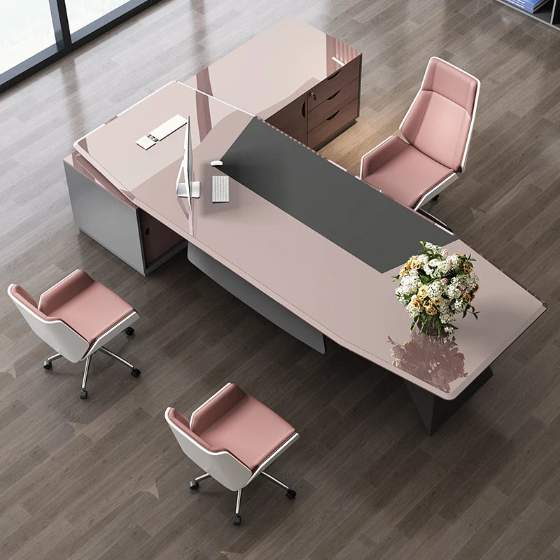 Pink Drawers Office Desks Reception Vanity Keyboard Conference Office Desks Modern European Scrivania Ufficio Lavoro Furnitures