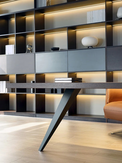 Italian minimalist modern luxury high-end smoked wooden desk desk