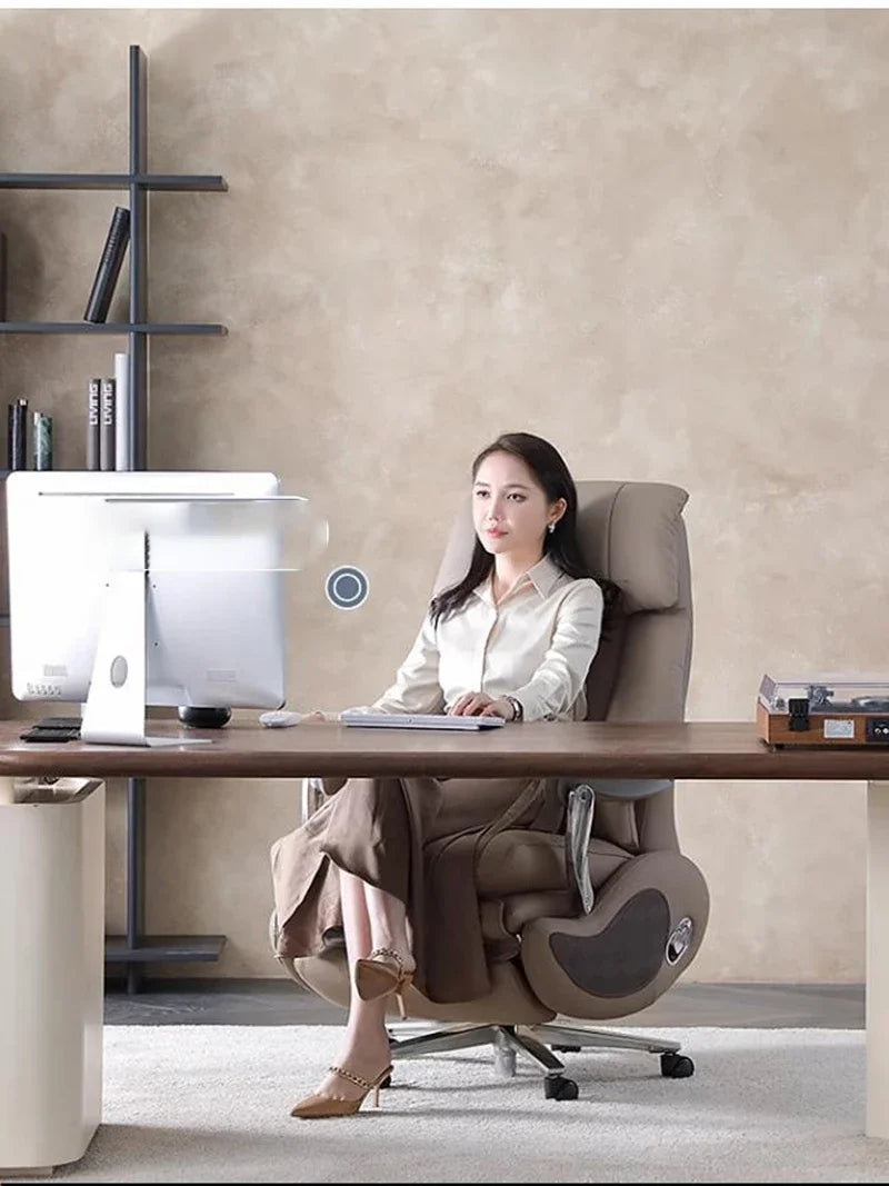 Luxurious Leather Office Chair Electric Massage Lounge Nordic Work Gaming Chair Bedroom Silla De Escritorio Office Furniture