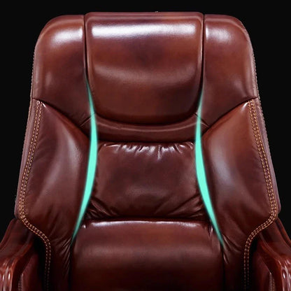 Swivel Office Chair Luxury Leather Solid Wood Legs Roller Stretch Executive Recliner Office Chair Boss Nordic Cadeiras Furniture