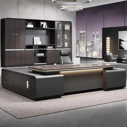 Luxury European executive desk with floor storage and drawers