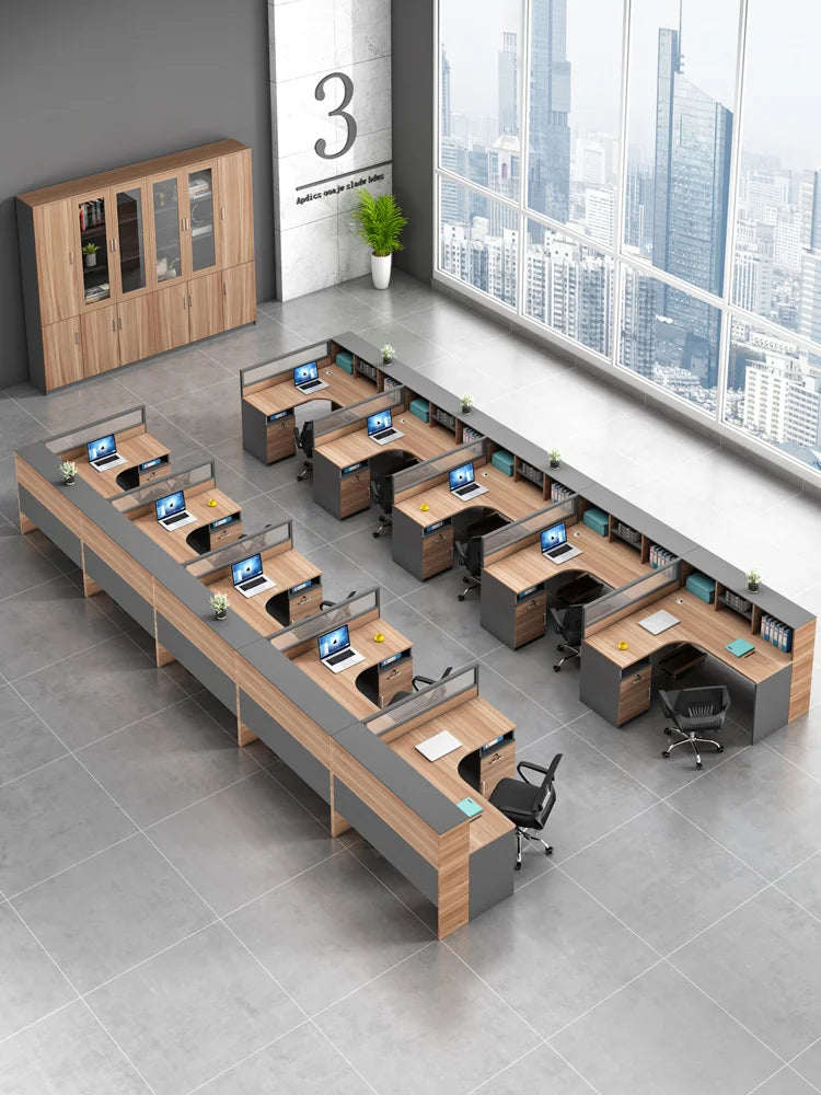 The combination of staff office desks and chairs is minimalist, modern screen, card seat, office finance computer desk