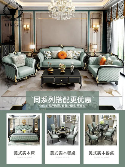 Light Luxury Sofa Set. Crafted in French European Leather.