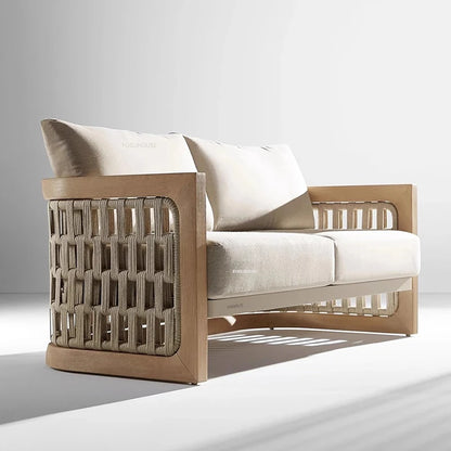 Patio Leisure Lounge Chair Luxury Teak Outdoor Sofas Nordic Garden Furniture Balcony Open-air Villa Rope Outdoor Dining Chairs